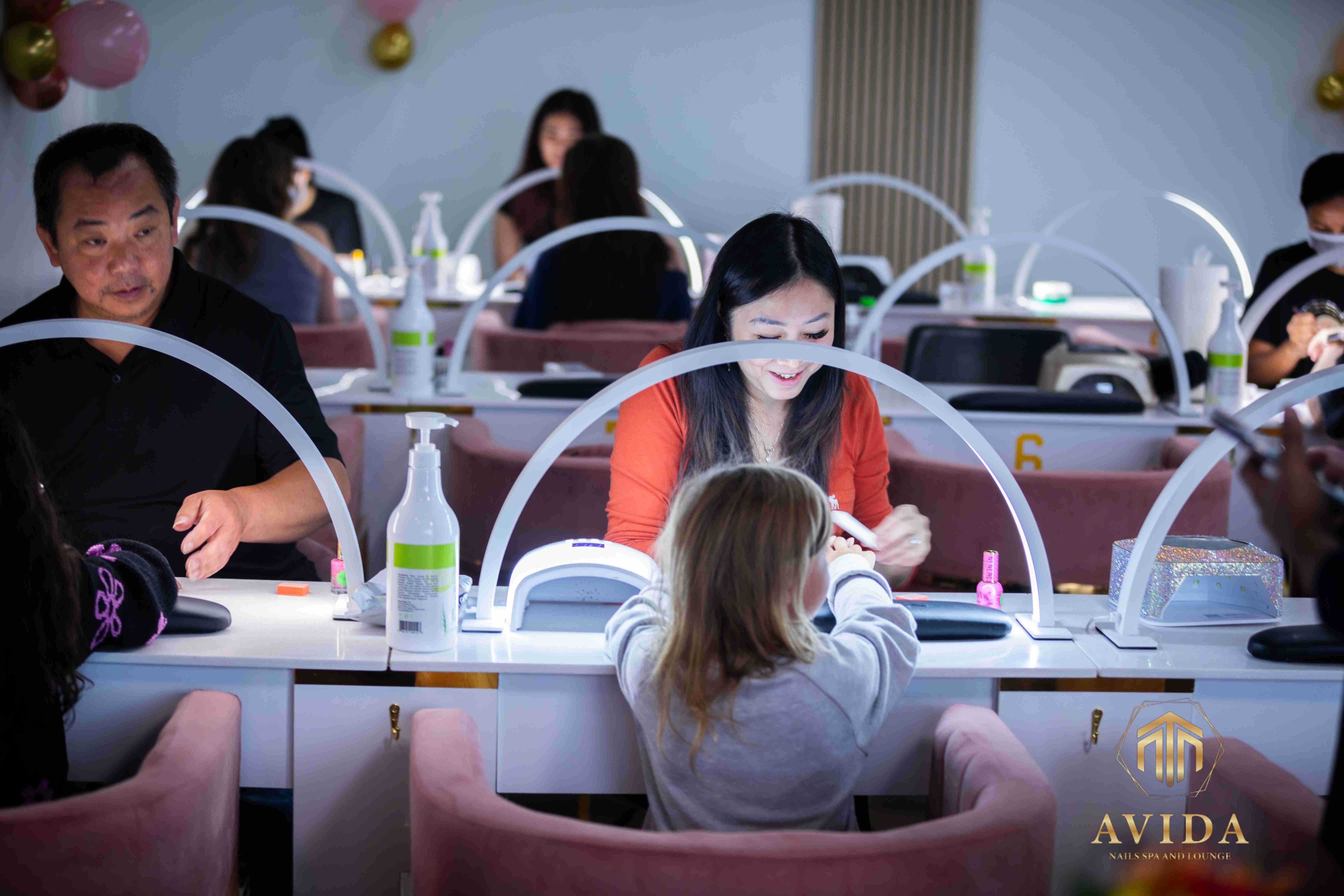The relaxing and chic interior of Avida Nails Spa & Lounge